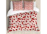Abakuhaus Set Copripiumino Per Letto Singolo, Summer Love Frutteto, Antiacaro, Adatto A Chi Soffre Di Allergie, Con Federa, 200 Cm X 200 Cm - 80 X 80 Cm, Pale Salmon Vermilion