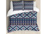 Abakuhaus Set Copripiumino Azteco Per Letti Singoli, Arte Geometrica Folcloristica, Antiacaro, Adatto A Chi Soffre Di Allergie, Con Federa, 200 Cm X 200 Cm - 80 X 80 Cm, Blu Notte Multicolore