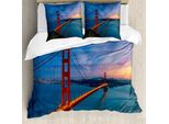 Set Copripiumino Da Viaggio Abakuhaus Per Letti Singoli, Scena Del Golden Gate Bridge, Antiacaro, Adatto A Chi Soffre Di Allergie, Con Federa, 155 Cm X 220 Cm - 80 X 80 Cm, Multicolore