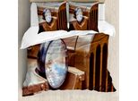 Abakuhaus Set Copripiumino Vintage Trucks Per Letti Singoli, Antique Automotive, Antiacaro, Adatto A Chi Soffre Di Allergie, Con Federa, 200 Cm X 200 Cm - 80 X 80 Cm, Cioccolato Scuro Marrone
