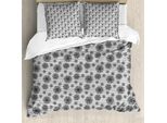 Abakuhaus Set Copripiumino Per Letti Singoli, Motivo Botanico A Pois, Antiacaro, Adatto A Chi Soffre Di Allergie, Con Federa, 155 Cm X 220 Cm - 80 X 80 Cm, Grigio Antracite E Bianco