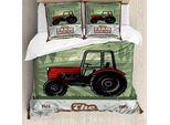 Abakuhaus Set Copripiumino Vintage Trucks Per Letti Singoli, Disegno Trattore Agricolo, Antiacaro, Adatto A Chi Soffre Di Allergie, Con Federa, 200 Cm X 200 Cm - 80 X 80 Cm, Multicolore