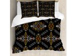 Abakuhaus Set Copripiumino Per Letto Singolo, Ispirazione Azteca Ed Etnica, Antiacaro, Adatto A Chi Soffre Di Allergie, Con Federa, 200 Cm X 200 Cm - 80 X 80 Cm, Grigio Antracite E Arancione
