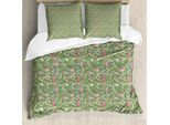 Abakuhaus Set Copripiumino Pasquale Per Letti Singoli, Fiori Pastello Uova Coniglietti, Antiacaro Adatto A Chi Soffre Di Allergie Con Federa, 200 Cm X 200 Cm - 80 X 80 Cm, Verde Reseda Multicolore