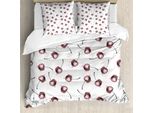 Abakuhaus Set Copripiumino Ciliegia Per Letti Singoli, Disegno Grunge Frutta, Antiacaro, Adatto A Chi Soffre Di Allergie, Con Federa, 200 Cm X 200 Cm - 80 X 80 Cm, Bianco Rosa Chiaro