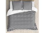 Abakuhaus Set Copripiumino Astratto Per Letti Singoli, Triangoli E Quadrati Diagonali, Antiacaro E Anallergico Con Federa, 200 Cm X 200 Cm - 80 X 80 Cm, Grigio Antracite E Tortora Chiaro