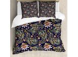 Abakuhaus Set Copripiumino Jacobean Per Letti Singoli, Paisley, Antiacaro, Adatto A Chi Soffre Di Allergie, Con Federa, 155 Cm X 220 Cm - 80 X 80 Cm, Indaco Multicolore