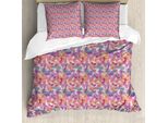 Abakuhaus Set Copripiumino Dai Colori Tenui Per Letti Singoli, Charming Schmetterlinge, Antiacaro E Anallergico Con Federa, 155 Cm X 220 Cm - 80 X 80 Cm, Grigio Chiaro E Multicolore
