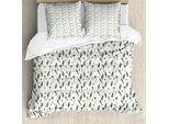 Abakuhaus Set Copripiumino Per Letto Singolo LöWenzahn, Floral Spring Botanik Liebe, Antiacaro, Adatto A Chi Soffre Di Allergie, Con Federa, 200 Cm X 200 Cm - 80 X 80 Cm, Bianco Smeraldo Cachi
