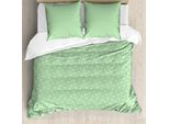 Abakuhaus Set Copripiumino Per Letti Singoli, Disegno Floreale Fluttuante, Antiacaro E Anallergico, Con Federa, 155 Cm X 220 Cm - 80 X 80 Cm, Verde Chiaro E Bianco