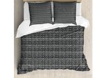 Abakuhaus Set Copripiumino Dai Colori Tenui Per Letti Singoli, Triangoli Artistici A Mosaico, Antiacaro E Anallergico Con Federa, 155 Cm X 220 Cm - 80 X 80 Cm, Grigio Chiaro E Multicolore
