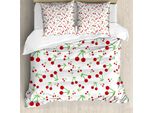 Abakuhaus Set Copripiumino Per Letto Singolo, Motivo Estivo Semplice Con Frutta, Antiacaro, Adatto A Chi Soffre Di Allergie, Con Federa, 200 Cm X 200 Cm - 80 X 80 Cm, Verde Vermiglio