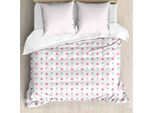 Abakuhaus Set Copripiumino Per Letti Singoli, Motivo Botanico A Pois Rotondi, Antiacaro E Anallergico, Con Federa, 200 Cm X 200 Cm - 80 X 80 Cm, Rosa Pastello E Grigio
