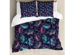 Abakuhaus Set Copripiumino Astratto Per Letti Singoli, Disegni Floreali, Antiacaro, Adatto A Chi Soffre Di Allergie, Con Federa, 200 Cm X 200 Cm - 80 X 80 Cm, Viola Scuro Multicolore