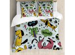 Set Copripiumino Abakuhaus Per Letti Singoli, Motivo Vivace Con Cani, Antiacaro, Adatto A Chi Soffre Di Allergie, Con Federa, 155 Cm X 220 Cm - 80 X 80 Cm, Multicolore