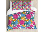 Abakuhaus Set Copripiumino Per Letti Singoli, Fiori E Foglie Di Peonia Primaverili, Antiacaro, Adatto A Chi Soffre Di Allergie, Con Federa, 200 Cm X 200 Cm - 80 X 80 Cm, Multicolore