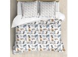 Abakuhaus Set Copripiumino Per Lettini Singoli, Gattini Fugaci, Antiacaro, Adatto A Chi Soffre Di Allergie, Con Federa, 200 Cm X 200 Cm - 80 X 80 Cm, Bianco Multicolore