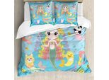 Abakuhaus Set Copripiumino Con Caricature Per Letti Singoli, Personaggi Subacquei Stravaganti, Antiacaro, Adatto A Chi Soffre Di Allergie, Con Federa, 155 Cm X 220 Cm - 80 X 80 Cm, Multicolore