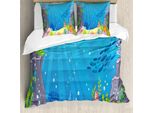 Abakuhaus Set Copripiumino Per Letti Singoli, Disegno Profondità Oceaniche, Antiacaro, Adatto A Chi Soffre Di Allergie, Con Federa, 200 Cm X 200 Cm - 80 X 80 Cm, Multicolore