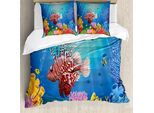 Abakuhaus Set Copripiumino Per Letti Singoli, Paesaggio Marino Colorato, Antiacaro, Adatto A Chi Soffre Di Allergie, Con Federa, 200 Cm X 200 Cm - 80 X 80 Cm, Multicolore