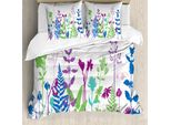 Abakuhaus Set Copripiumino Per Letti Singoli Con Motivi Floreali, Botanica Colorata, Antiacaro, Adatto A Chi Soffre Di Allergie, Con Federa, 200 Cm X 200 Cm - 80 X 80 Cm, Multicolore