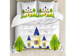Abakuhaus Set Copripiumino Per Letto Singolo, Magie Tale Land Fortress, Antiacaro, Adatto A Chi Soffre Di Allergie, Con Federa, 200 Cm X 200 Cm - 80 X 80 Cm, Verde Lime Crema