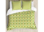 Abakuhaus Set Copripiumino Astratto Per Letti Singoli, Skurril Geometric, Antiacaro, Adatto A Chi Soffre Di Allergie, Con Federa, 155 Cm X 220 Cm - 80 X 80 Cm, Giallo Pastello E Verde Acqua