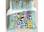 Set Copripiumino Abakuhaus Panda Per Letti Singoli, Design Skurril Kalli, Antiacaro, Adatto A Chi Soffre Di Allergie, Con Federa, 155 Cm X 220 Cm - 80 X 80 Cm, Multicolore