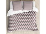 Abakuhaus Set Copripiumino Dai Colori Tenui Per Letti Singoli, Zigzag Colorati Waves, Antiacaro, Adatto A Chi Soffre Di Allergie, Con Federa, 200 Cm X 200 Cm - 80 X 80 Cm, Pale Rose Aubergine