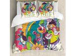Abakuhaus Set Copripiumino Per Letti Singoli, Motivo Floreale, Antiacaro, Adatto A Chi Soffre Di Allergie, Con Federa, 200 Cm X 200 Cm - 80 X 80 Cm, Multicolore Guscio D'uovo