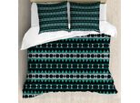 Abakuhaus Set Copripiumino Azteco Per Letti Singoli, Patchwork A Triangoli, Antiacaro E Anallergico Con Federa, 155 Cm X 220 Cm - 80 X 80 Cm, Seafoam Dark Teal