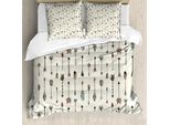 Abakuhaus Set Copripiumino Per Letti Singoli, Primitive Con Piume, Antiacaro, Adatto A Chi Soffre Di Allergie, Con Federa, 155 Cm X 220 Cm - 80 X 80 Cm, Guscio D'uovo E Multicolore