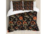 Abakuhaus Set Copripiumino Jacobean Per Letti Singoli, Grunge Flora Locken, Antiacaro, Adatto A Chi Soffre Di Allergie, Con Federa, 155 Cm X 220 Cm - 80 X 80 Cm, Indaco E Multicolore