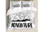 Abakuhaus Set Copripiumino Per Letto Singolo, Scritta Mountain Adventure, Antiacaro, Adatto A Chi Soffre Di Allergie, Con Federa, 200 Cm X 200 Cm - 80 X 80 Cm, Grigio Antracite Bianco