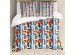 Abakuhaus Set Copripiumino Moderno Per Letti Singoli, Strisce Digitali Colorate, Antiacaro, Adatto A Chi Soffre Di Allergie, Con Federa, 155 Cm X 220 Cm - 80 X 80 Cm, Multicolore