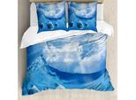 Abakuhaus Set Copripiumino Per Letti Singoli, Pesci, Nuvole E Sole, Antiacaro, Adatto A Chi Soffre Di Allergie, Con Federa, 200 Cm X 200 Cm - 80 X 80 Cm, Blu Azzurro