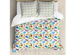 Abakuhaus Set Copripiumino Per Letti Singoli, Immagine Cartoon Zoo Childish, Antiacaro, Adatto A Chi Soffre Di Allergie, Con Federa, 155 Cm X 220 Cm - 80 X 80 Cm, Multicolore