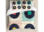 Abakuhaus Set Copripiumino Dai Colori Tenui Per Letti Singoli, Pastell Rekord Discs, Antiacaro, Adatto A Chi Soffre Di Allergie, Con Federa, 200 Cm X 200 Cm - 80 X 80 Cm, Multicolore