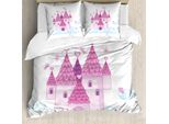 Abakuhaus Set Copripiumino Per Letto Singolo, Magie Tale Fantasy Princess, Antiacaro, Adatto A Chi Soffre Di Allergie, Con Federa, 200 Cm X 200 Cm - 80 X 80 Cm, Fucsia Rosa Baby