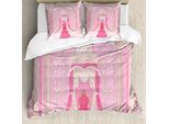 Abakuhaus Set Copripiumino Per Letto Singolo, Fantasia Cartoon, Antiacaro, Adatto A Chi Soffre Di Allergie, Con Federa, 155 Cm X 220 Cm - 80 X 80 Cm, Rosa Salmone Chiaro