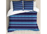 Abakuhaus Set Copripiumino Azteco Per Letti Singoli, Strisce A Zigzag E Rombi, Antiacaro E Anallergico, Con Federa, 155 Cm X 220 Cm - 80 X 80 Cm, Sky Blue Quartz