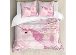Abakuhaus Set Copripiumino Per Letto Singolo, Dreamy Unicorno Imagination, Antiacaro, Adatto A Chi Soffre Di Allergie, Con Federa, 200 Cm X 200 Cm - 80 X 80 Cm, Pale Eggshell Pale Rose