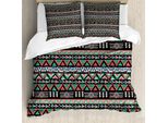 Abakuhaus Set Copripiumino Azteco Per Letti Singoli, Stile Etnico Con Triangoli Artistici, Antiacaro E Anallergico, Con Federa, 155 Cm X 220 Cm - 80 X 80 Cm, Multicolore