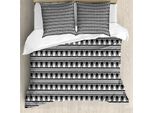 Abakuhaus Set Copripiumino Azteco Per Letti Singoli, Triangoli Monocromatici, Antiacaro, Adatto A Chi Soffre Di Allergie, Con Federa, 200 Cm X 200 Cm - 80 X 80 Cm, Grigio Antracite E Bianco