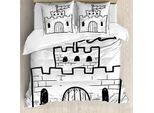 Abakuhaus Set Copripiumino Per Letto Singolo, Motivo Monocromatico A Graticcio, Antiacaro E Anallergico, Con Federa, 200 Cm X 200 Cm - 80 X 80 Cm, Grigio Antracite E Bianco