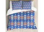 Abakuhaus Set Copripiumino Azteco Per Letti Singoli, Retro India Triangular Art, Antiacaro, Adatto A Chi Soffre Di Allergie, Con Federa, 200 Cm X 200 Cm - 80 X 80 Cm, Blu Azzurro Multicolore