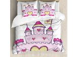 Abakuhaus Set Copripiumino Per Letto Singolo, Fantasie Prinzessin Fortress, Antiacaro, Adatto A Chi Soffre Di Allergie, Con Federa, 200 Cm X 200 Cm - 80 X 80 Cm, Giallo Rosa