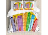 Abakuhaus Singapore Set Copripiumino Per Letti Singoli, Tipografia E Skyline, Antiacaro, Adatto A Chi Soffre Di Allergie, Con Federa, 200 Cm X 200 Cm - 80 X 80 Cm, Multicolore