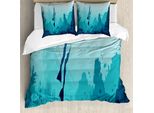 Abakuhaus Set Copripiumino Per Letti Singoli, Freitaucher Und Korallenriff, Antiacaro, Adatto A Chi Soffre Di Allergie, Con Federa, 155 Cm X 220 Cm - 80 X 80 Cm, Verde Acqua Scuro, Verde Acqua Scuro