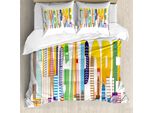 Abakuhaus Singapore Set Copripiumino Per Letti Singoli, Disegno Con Scritte Luminose, Antiacaro, Adatto A Chi Soffre Di Allergie, Con Federa, 155 Cm X 220 Cm - 80 X 80 Cm, Multicolore